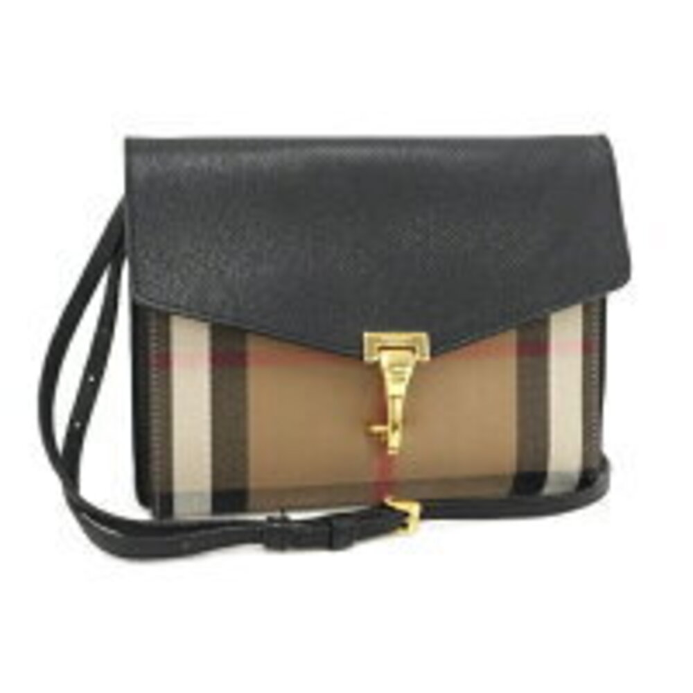 BURBERRY Shoulder Bag House Check Canvas Leather Brown Black